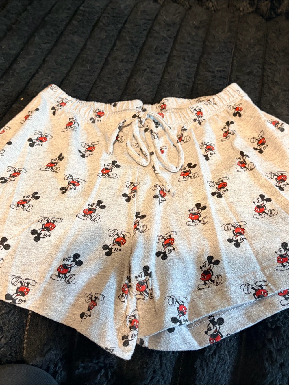 Disney Gray Lounge Shorts with Red Mickey Mouse Print